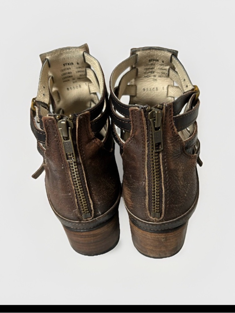 Freebird by Steven Stair Brown Distressed Leather Ankle Booties Boho Hippie Sz 8 - Picture 6 of 9